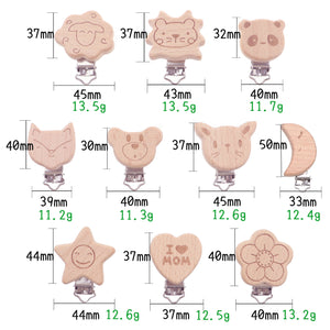 1個 ブナ ウッドクリップ 動物 レーザー刻印